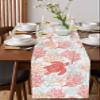 Red Orange Coastal Table Runner 120 Inches Long, Summer Beach Nautical Farmhouse Dress Scarves, Sea Turtle Ocean Coral Dining Tablerunner for Coffee Table/Kitchen Island/Party Dcor, 13" x 120" view 4