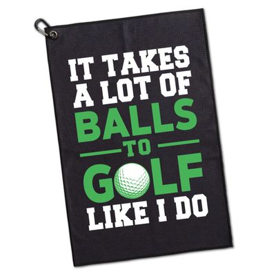 GEYGIE It Takes A Lot of Ball to Golf Like Printed Microfiber Golf Towel, Funny Golf Towel Gifts and Golf Accessories for Men Women Dad Mom Grandpa, Fathers Day Birthday Gift for Golf Lover