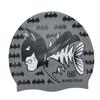 BONDYUEN Swim Cap Fit Kids Boys Girls Men Women with Short or Medium Hair Fun Cute Design Patterns Silicone Swimming Caps (Gray Batman) view 1