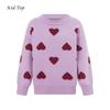 Awoscut Mother and Daughter Matching Clothes Sweater Cardigan Top Long Sleeve Heart Sweater Jumpers Mommy and Me Blouse (Kids, 02 Purple, 5-6 Years) view 2