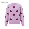 Awoscut Mother and Daughter Matching Clothes Sweater Cardigan Top Long Sleeve Heart Sweater Jumpers Mommy and Me Blouse (Kids, 02 Purple, 5-6 Years) view 3