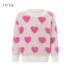 Awoscut Mother and Daughter Matching Clothes Sweater Cardigan Top Long Sleeve Heart Sweater Jumpers Mommy and Me Blouse (Kids, 02 Pink, 11-12 Years) view 2