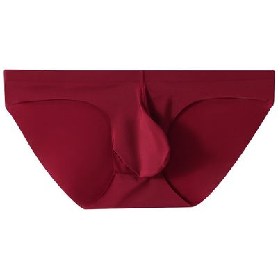 GAOGAO Ice Silk Men Short Briefs Sexy Pounch Underwear Fitness Sport Underpants (US, Numeric, 35, 39, Regular, Regular, wine)