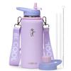 Coolflask Water Bottle with Straw, 32 oz Insulated Metal Water Flask with Straw & Spout Lids, Stainless Steel Double Wall Vacuum, Keep Cold 48h Hot 24h, Leak Proof & Non-BPA, Lavender view 1