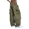 WZIKAI Men's Baggy Cargo Pants Casual Parachute Cargo Pants Loose Fit Hip Hop Harem Pants with Pockets Green XL view 4