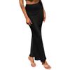 Black Long Skirt for Women Silk Skirt Spring Summer Satin Silk High Waist Ruffle A Line Long Maxi Skirt Tulip Satin Skirt for Beach Attire Evening Party Prom Gown Reception Holiday Skirt Black L view 1