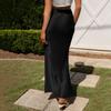 Black Long Skirt for Women Silk Skirt Spring Summer Satin Silk High Waist Ruffle A Line Long Maxi Skirt Tulip Satin Skirt for Beach Attire Evening Party Prom Gown Reception Holiday Skirt Black L view 2