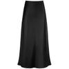 Black Long Skirt for Women Silk Skirt Spring Summer Satin Silk High Waist Ruffle A Line Long Maxi Skirt Tulip Satin Skirt for Beach Attire Evening Party Prom Gown Reception Holiday Skirt Black L view 4