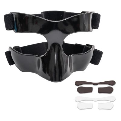 BAONILE Sports Face Guard, Nose Guard for Broken Nose, Basketball Football Softball Training Face Shield Masks with Foam Padding for Men and Women Black Open