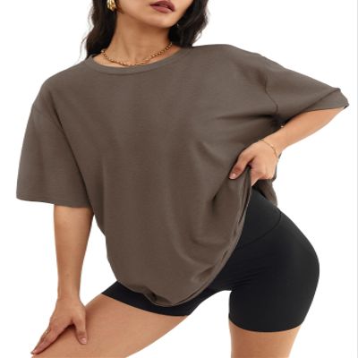 ATHMILE Plus Size Maternity Womens Oversized T Shirts Capsule Wardrobe Tops Gym Clothes Workout Tops Summer Spring Tops 2026 Brown 2XL