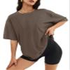 ATHMILE Plus Size Maternity Womens Oversized T Shirts Capsule Wardrobe Tops Gym Clothes Workout Tops Summer Spring Tops 2026 Brown 2XL view 1
