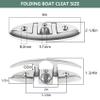 BALAVA 6 Inch Boat Cleats,316 Stainless Steel Folding Boat Dock Cleats,Flip Up Dock Cleat Rope Cleat for Boat,Yacht,Decks,Dock Line Mooring,Fasteners Included (2Pack) view 2