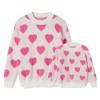Awoscut Mother and Daughter Matching Clothes Sweater Cardigan Top Long Sleeve Heart Sweater Jumpers Mommy and Me Blouse (Women, 02 Pink, S) view 1