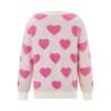 Awoscut Mother and Daughter Matching Clothes Sweater Cardigan Top Long Sleeve Heart Sweater Jumpers Mommy and Me Blouse (Women, 02 Pink, S) view 4