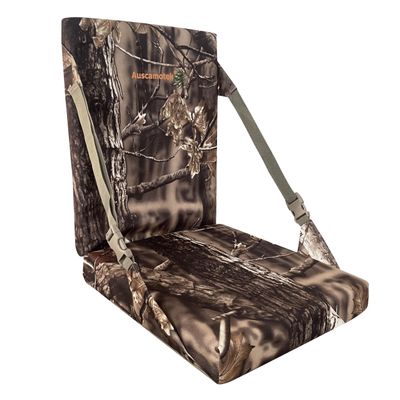 AUSCAMOTEK Camouflage Hunting and Stadium Seat Cushion with Backrest - 5cm Thick, Water-Resistant, Silent Material for Turkey Hunting Fishing Camping and Outdoor Activities (Autumn Woodland Pattern)