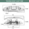BALAVA Boat Cleats 4-3/4inch,316 Stainless Steel Folding Boat Dock Cleats,Flip Up Dock Cleat Rope Cleat for Boat,Yacht,Decks,Dock Line Mooring,Fasteners Included (2Pack) view 2