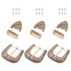 BENECREAT 3 Sets Antique Gold Belt Buckle Set, 1.5inch Wide Western Cowboy Buckle Alloy Belt Buckle Replacement for Interchangeable Buckles view 1