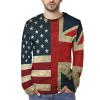 Retro American and The Union Jack Flag Men's Long Sleeve T-Shirt Lightweight Crewneck Shirts Casual Tee Top M view 1