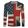 Retro American and The Union Jack Flag Men's Long Sleeve T-Shirt Lightweight Crewneck Shirts Casual Tee Top M view 2