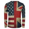 Retro American and The Union Jack Flag Men's Long Sleeve T-Shirt Lightweight Crewneck Shirts Casual Tee Top M view 3
