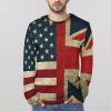 Retro American and The Union Jack Flag Men's Long Sleeve T-Shirt Lightweight Crewneck Shirts Casual Tee Top M view 4