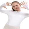 FitsT4 Sports Girls Long Sleeves Shirts Thumbhole English Horse Riding Shirt UPF50 Quick Dry Kids Equestrain Half Zip Jacket White Large view 3