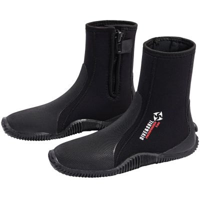 Skyone Neoprene Dive Boots Men Women, Surf Booties Scuba Diving Boots 5MM, Wetsuit Booties Scuba Shoes with Anti-Slip Premium Rubber Sole for Sailing Snorkeling Boating (Black, Mens 5 / Womens 6)