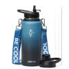 Coolflask Insulated Water Bottle with Strap, 32 oz Metal Water Flask with Straw & Spout Lids, Stainless Steel Double Wall Vacuum, Keep Cold 48h Hot 24h, Leak Proof & Non-BPA, Prussian Blue view 1