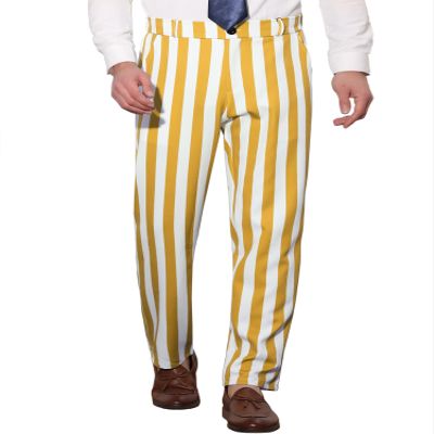 Lars Amadeus Striped Dress Pants for Men's Big & Tall Flat Front Business Trousers 36 Dark Yellow