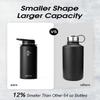 Coolflask 40 oz Water Bottle with Strap, Insulated Metal Water Flask with Straw & Spout Lids, Stainless Steel Double Wall Vacuum, Keep Cold 48h Hot 24h, Leak Proof & Non-BPA, Magic Black view 2