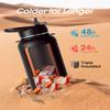 Coolflask 40 oz Water Bottle with Strap, Insulated Metal Water Flask with Straw & Spout Lids, Stainless Steel Double Wall Vacuum, Keep Cold 48h Hot 24h, Leak Proof & Non-BPA, Magic Black view 3