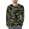 Army Green Camouflage Men's Long Sleeve T-Shirt Lightweight Crewneck Shirts Casual Tee Top S view 1