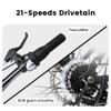 Mountain Bike 24 Inch Wheels, 21-Speed Full Suspension Trail Commuter City Mountain Bike, Carbon Steel Frame Disc Brakes Grip Shifter Front Fork Rear Shock Absorber Bicycles (Black, 24 Inch) view 4