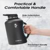 Coolflask Half Gallon Water Bottle with Handle, 64 oz Insulated Stainless Steel Water Jug Metal Double-Walled Vacuum Large Flask With Strap Straw Leakproof, Keep Cold 48 Hrs Hot 24hrs, Magic Black view 2
