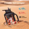 Coolflask Half Gallon Water Bottle with Handle, 64 oz Insulated Stainless Steel Water Jug Metal Double-Walled Vacuum Large Flask With Strap Straw Leakproof, Keep Cold 48 Hrs Hot 24hrs, Magic Black view 3
