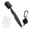 Golf Club Brush and Groove Cleaner Retractable Zip-Line Golf Cleaning Tool Golf Club Brushes with Aluminum Carabiner Oversized Head Spike Non-Slip Handle Grip Golf Club Cleaner Golf Bag Brush Tools view 1