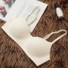 Adjustable Shoulder Strap Bra Women Women's Comfortable Lightweight Molded Cup with Straps Back Closure Soft Seamless White L view 2