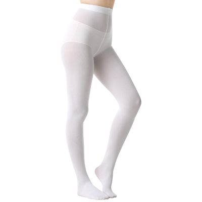 akiido Black Tights for Women, Run Resistant Control Top Panty Hose Opaque Tights, Women's Semi Opaque Tights, Women's Tights (US, Alpha, Medium, Large, White)