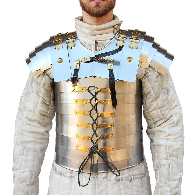 THE MEDIEVALS Brass Plain Roman Lorica Segmentata Chest Plate Armor