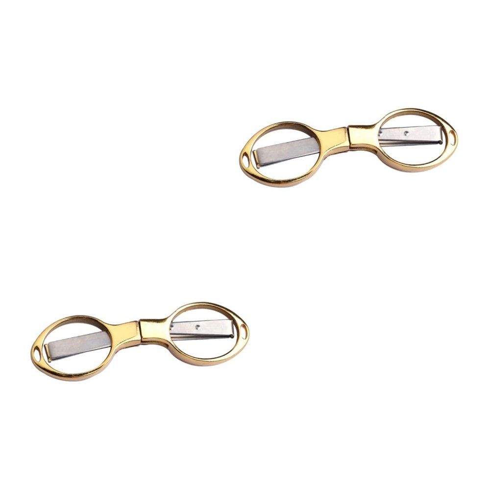 BESPORTBLE 2pcs Retractable Stainless Steel Scissors Folding Fishing Tools Mini Keychain Scissor for Camping