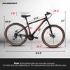 ECARPATEYE Mountain Bike 24 Inch Wheels, 21-Speed Mens Womens Trail Commuter City Mountain Bike, Carbon Steel Frame Disc Brakes Thumb Shifter Front Fork Bicycles (Black+Red, 24 Inch) view 2
