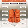 Shihanee 2 Pcs Men's Fishing Vest Sun Hat Multi Pocket Safari Vest for Outdoor Hiking Halloween Cosplay(XL,Orange) view 3