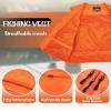 Shihanee 2 Pcs Men's Fishing Vest Sun Hat Multi Pocket Safari Vest for Outdoor Hiking Halloween Cosplay(XL,Orange) view 4