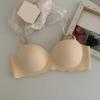Light Thin Bra Seamless Underwear Women's Padded Back Closure Solid Color Soft Elastic Wireless Push Up Adjustable Skin 38A view 2