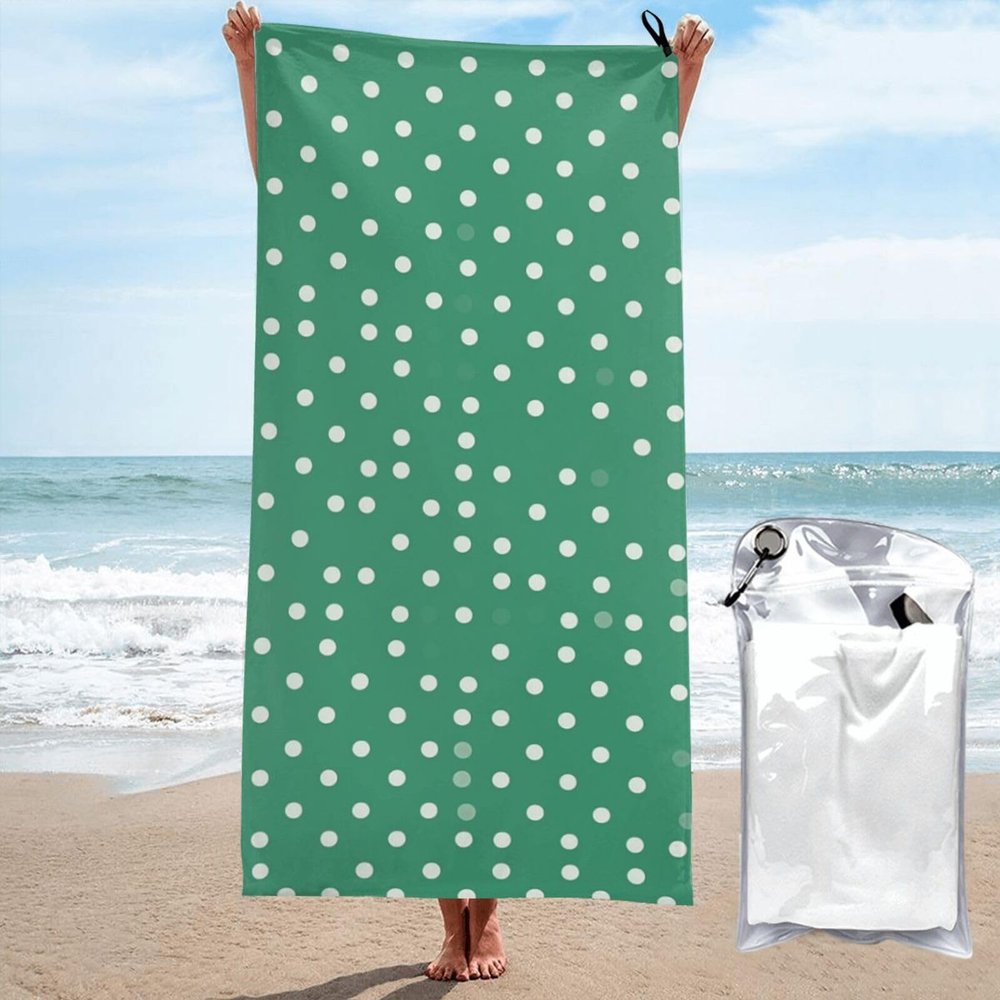 KHiry Microfiber Towel Beach Towels Green Polka Dots Quick Dry Towel Soft Lightweight Travel Towels Absorbent Large Easy Pack Travel Things Beach Blanket for Gym Sports Swimming