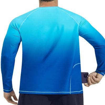 Mens Swim Shirts UPF 50+ Sun Protection Quick Dry SPF Rash Guard Outdoor Beach Fishing T Shirts(Long Sleeve GradientOcean,XXL)