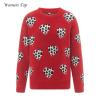 Awoscut Mother and Daughter Matching Clothes Sweater Cardigan Top Long Sleeve Heart Sweater Jumpers Mommy and Me Blouse (Kids, Red-Leopard, 5-6 Years) view 3