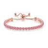 Gold Plated Cubic Zirconia Charm Bracelet Rhinestone Tennis Bracelets for Women Men-pink rhinstone 2 view 1