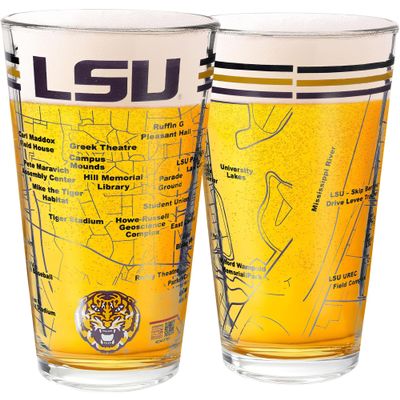 Greenline Goods  University of LSU Tigers College Pint Beer Glasses (Set of 2), 16 oz  Full-Color Logo + Campus Map