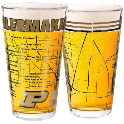 Greenline Goods  University of Purdue Boilermakers College Pint Beer Glasses (Set of 2), 16 oz  Full-Color Logo + Campus Map